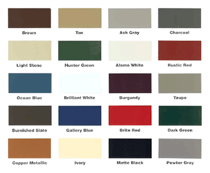 Standing Seam Metal Roof Color Chart