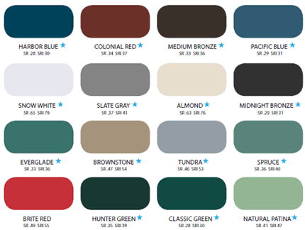 Standing Seam Roof Color Chart